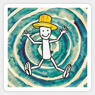 Funny cartoon character with yellow hat Sticker